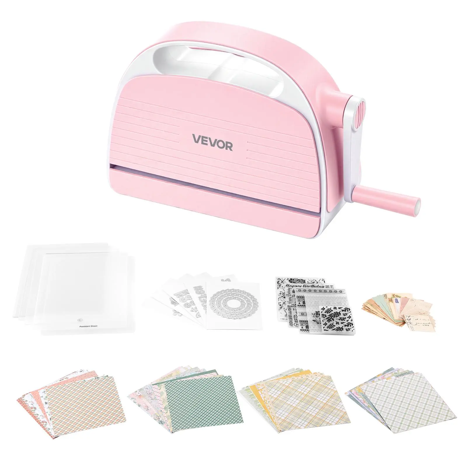 VEVOR Manual Die Cutting and Embossing Machine, 6" Opening, Portable Die Cut Machine Set with Cutting Dies, Embossing Folders, Paper Sheets, Cutting Plates, for Scrapbooking, Card Making, Crafting