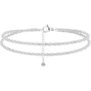 Sterling Silver Ankle Bracelets for Women: Dainty Layered Waterproof Anklet for Women Adjustable Womens Anklet Set Stackable Figaro Beaded Cuban Link Anklets Beach Jewelry for Women