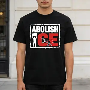 Abolish Immigration Enforcement Slogan T Shirt Classic Black Unisex Summer Casual Short Sleeve