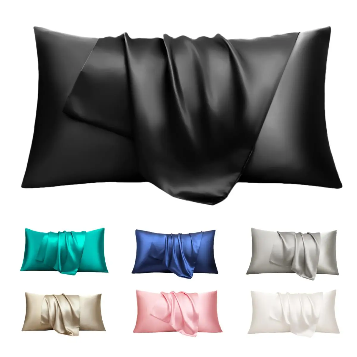Solid Color Satin Pillowcase, 2 Counts Modern Minimalist Soft Comfortable Pillowcase, Bedding Supplies for Home, Bedroom, Dormitory