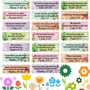 Bible Verse Sticker, Floral Pattern Sticker, Decoration Sticker, 120pcs/set Self-adhesive Inspirational Scripture Sticker, Faith Motivational Jesus Christ Stamp Sticker, Christian Gift Tags