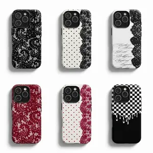 Black Lace Vintage Pattern Phone Case, Compatible with iPhone 17 Pro Max 16 15 14 13 12 11 Pro Max Plus and Samsung Galaxy S24 S23 S22 S21 S20, Cute Fashion Dual Layer Creative Case, Perfect Gift for Her/Him beautiful, Accessories, Smartphone