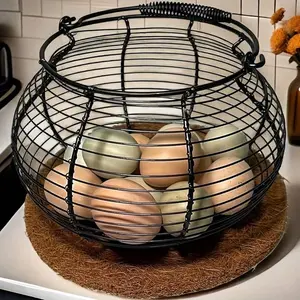 Kitchen Egg Basket Handheld Grocery Bag, Woven Storage Basket, Painted Iron Wire Basket, Holds 30 Eggs, Durable Kitchen Organizer, Fruit Basket