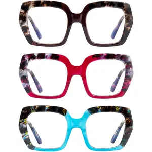 Square Oversized Reading Glasses Blue Light Blocking for Women Men, Stylish Readers with Spring Hinge,Classic Tortoise Shell, 3.5