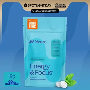 Neuro Energy Caffeine Gum/Mints for Energy & Focus (90 Pieces) - Sugar-Free with L-theanine, Caffeine, Vitamin B12 & Vitamin B6 - Wintergreen Flavor