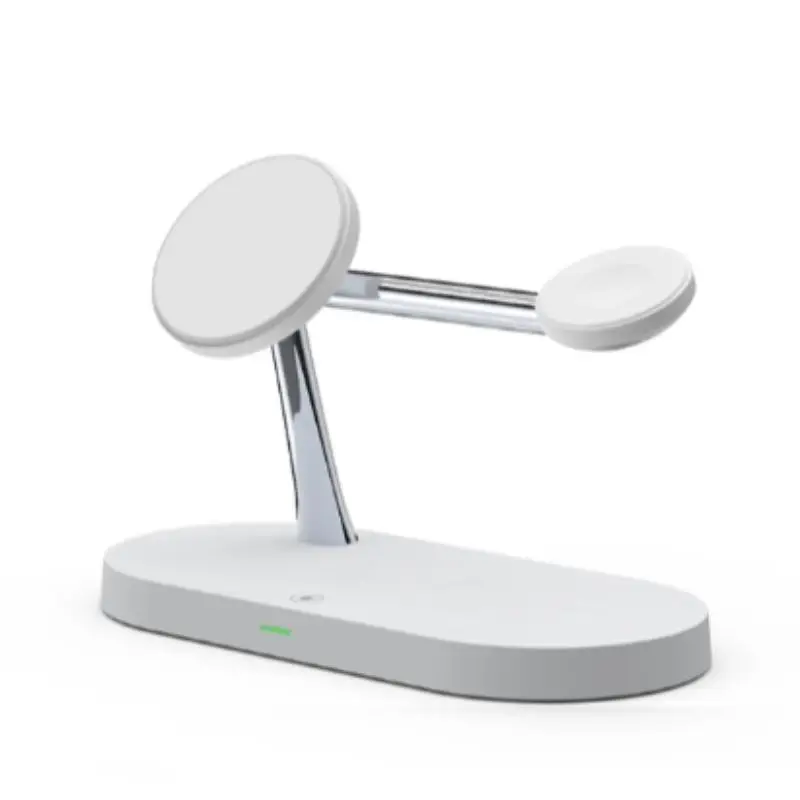 15W 3 in 1 Magnetic Wireless Charger Stand For iPhone 15 14 13 12 Pro Max Apple Watch 9 8 7 Airpods, Metallic Phone Accessories