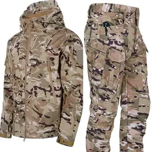 New Men's Winter Jacket Tactical  Sets FleecedWindproof Waterproof Padding Suits  Uniform Pockets Camo Athletic Techwear