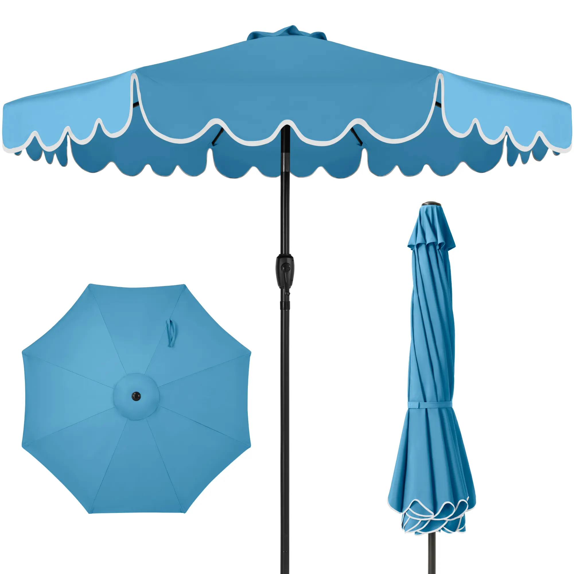 Best Choice Products 9ft Patio Market Umbrella with Scallop Trim, Fade-Resistant, Crank & Tilt, Wind Vent