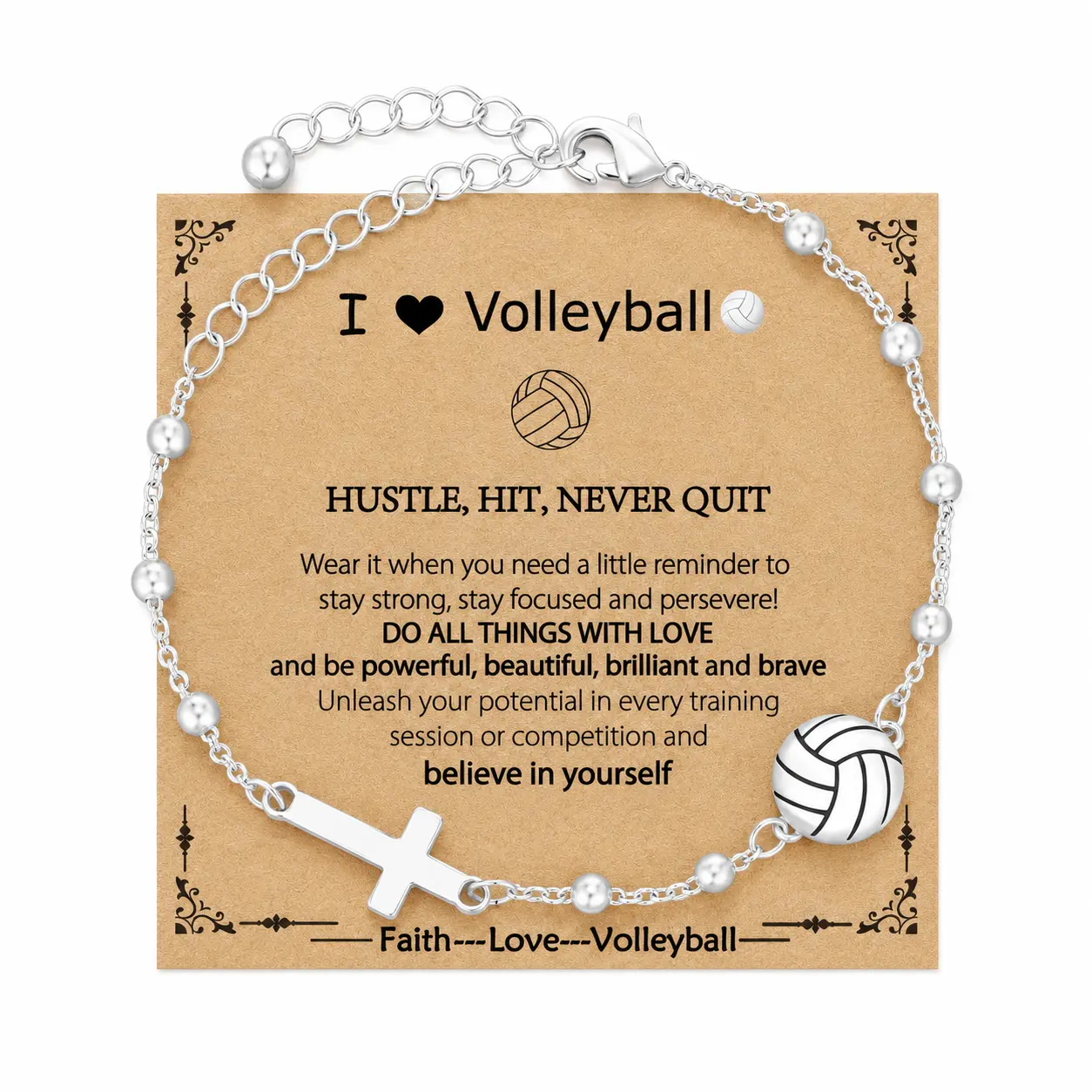 Silver Volleyball Bracelet for Girls Women, Adjustable Cross Charm Sports Bracelet, Volleyball Pendant Jewelry Gift for Players, Teammates, Coaches, Teen Girls, Birthday Gift and Team Appreciation Gift  ：210