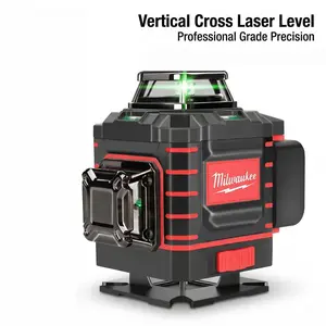 Milwaukee M12 Vertical Cross Line Laser with Self Leveling Plus or Minus Four Degree Range and High Intensity Green Beam Powered by M12 Lithium Ion Battery Platform Featuring Durable Compact Housing for Construction Layout