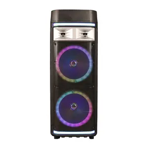 Supersonic IQ-6612DJBT 2 x 12” Portable Bluetooth Speaker with True Wireless Technology LED Lights USB Micro SD AUX Inputs FM Radio Remote Control Rechargeable Battery