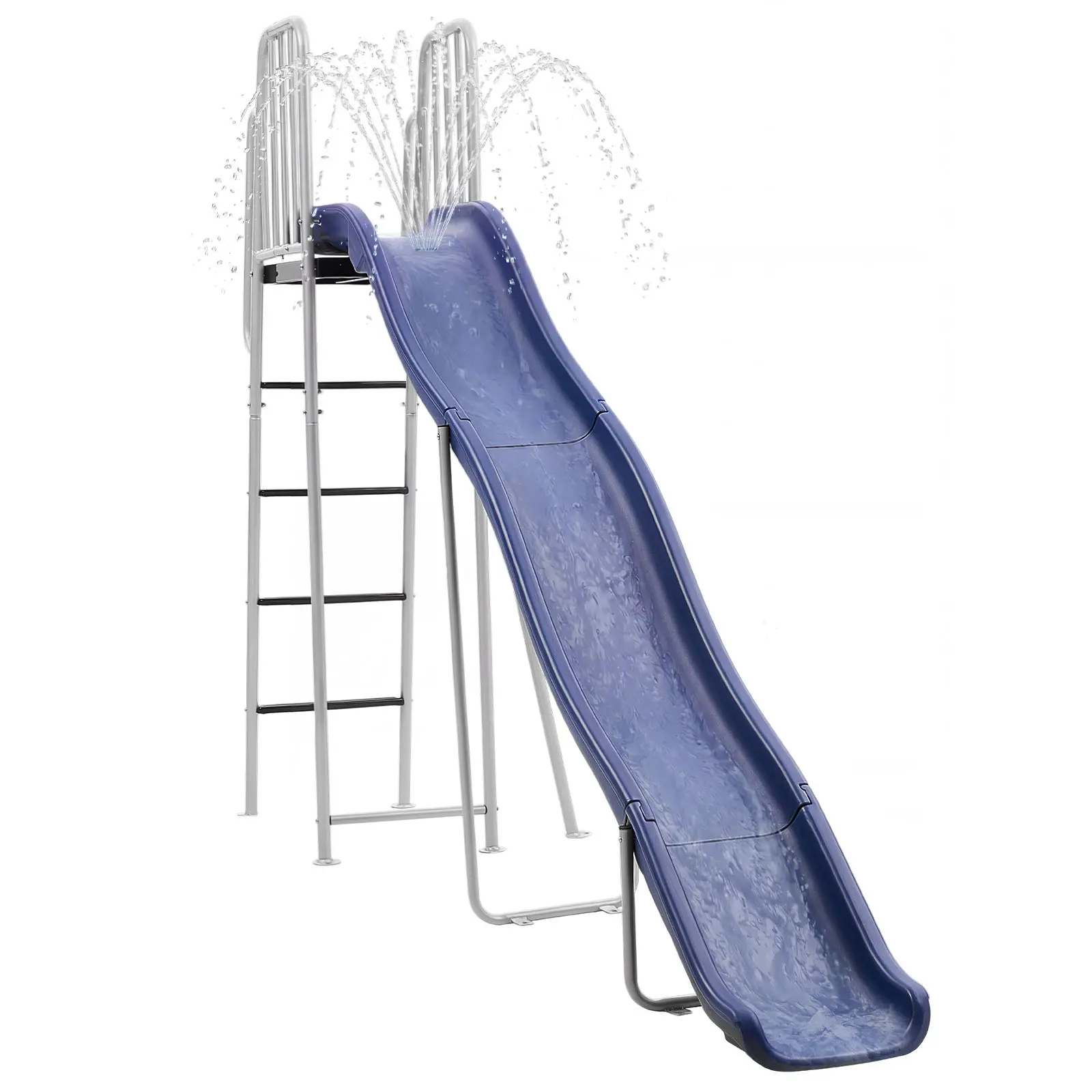 VEVOR Water Slide, 10 ft Free-Standing Outdoor Iron-Plastic Pool Slide for Unisex 3-12 Yrs Kids, Built-In Adjustable Sprinkler, Climbing Ladder, Assembly Kit, Backyard Play Platform