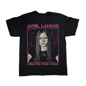 RETRO AVRIL LAVIGNE CREATED PUNK ROCK BLACK T-SHIRT