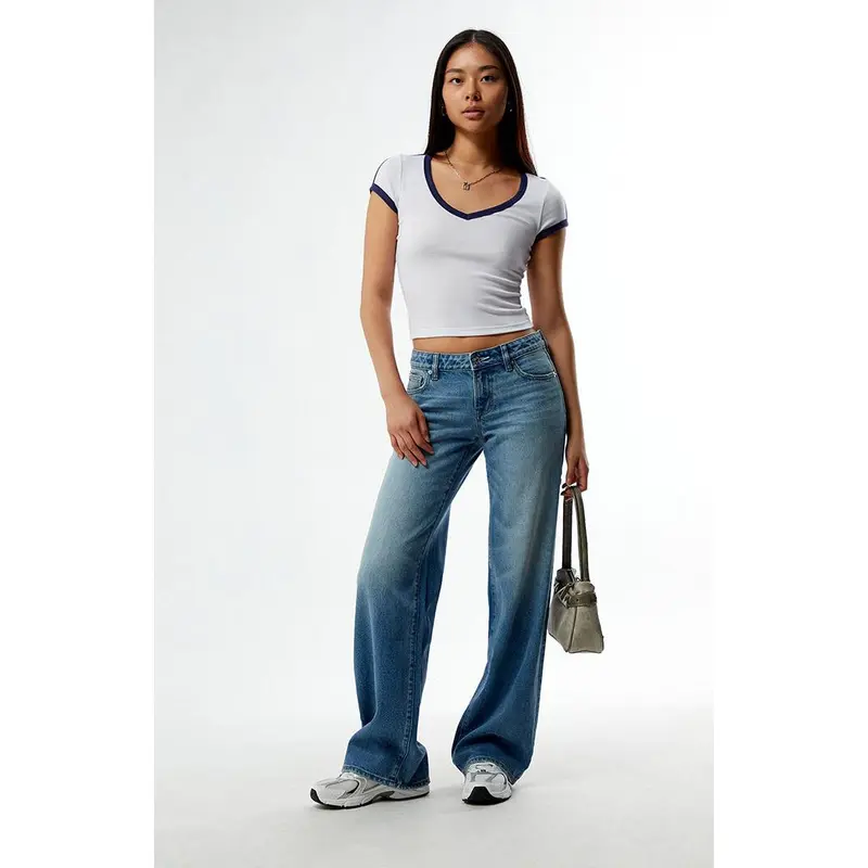 Pacsun Women's Zoe Low Rise Girlfriend Jeans Medium Blue