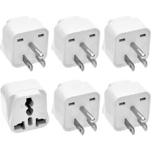 Universal Adapter, Europe to US Plug Travel Adapters, Universal Travel Adapter for USA,Portable and Easy to Use,White,6 Pack