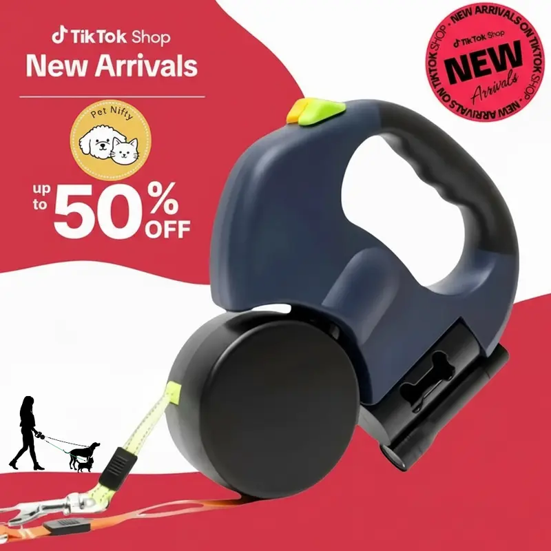 Dual Dog Leash, Tangle Free Dog Rope with Shock Absorbing Function, with 360° Swivel Head – For 2 Dogs, 10ft Retractable Leash, Reflective Pet Leash for Small Medium and Large Dogs, Pet Products, Swivel Leash, Reflective Strip Harness Straps