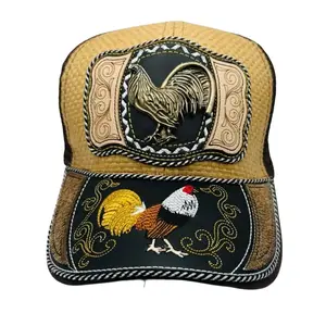 Gorra charra Con placas de gallos y Caballos diseños echas en México