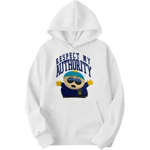 Men's South Park Respect My Authority Graphic Adult Pull-Over Hoodie White
