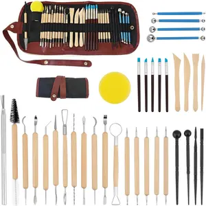 Double Sided Air Dry Carving Tool Set 36pcs, Pottery Clay Sculpting DIY Tools, Pottery Modeling Smoothing Kit for Artists