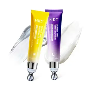 HKY Day & Night Eye Cream Set - AM& Caffeine for Puffiness + PM& Collagen for Wrinkles - Eye Treatment for Dark Circles & Fine Lines, Korean Skincare, eye cream, caffeine, comfort, lightweight, radiant, firming, smooth,under eye brightener