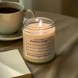 Manifest Candle Write Your Dreams & Light Them Vegan Non Toxic Handmade Wish Candle for Positive Intentions 7oz 40+ Hours Burn Time Soy Wax & Cotton Wick Modern Design Ideal for Rituals