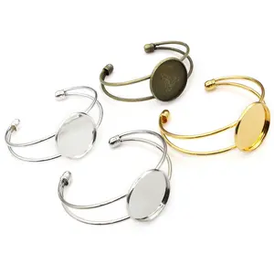 2pcs 20mm 25mm inner size DIY Bangle Bracelet Cabochons Blank Base Setting Tray Bezel DIY Jewelry Making Accessories Findings