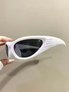 Unisex Simple Style Plain Color Sunglasses, Trendy Casual Wraparound Frame UV Protection Sunglasses for Everyday Use, Fashion Accessories for Outdoor Activities