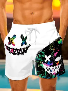 Trendy Printed Swim Trunks for Men, Summer Beach Essential, Comfortable Breathable, Unique Style, Fitted Short Pants, Swimwear Shorts
