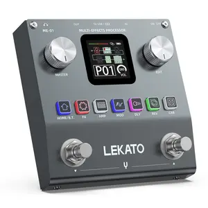 LEKATO ME-01 Multi Effects Guitar Pedal Electric Guitar Bass Effects Pedal Pocket Rechargeable Effects Processor with 6 Effects Modules 80 Presets 20 IRs BT Audio Headphone Output