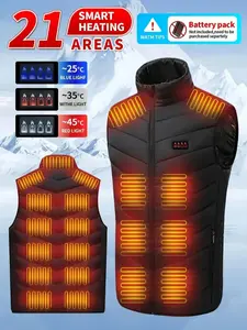Unisex Heated Vest Jacket, 3 Heating Levels, 21 Heating Zones, Winter Warm Clothing for Men & Women (no Battery Included)