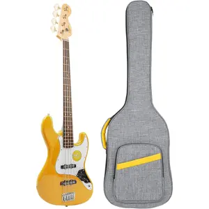 Bass Guitar Case, Bass Guitar Gig Bag 0.4 Inch  Thick Padding Backpack Soft Bass Case Dual Adjustable  Strap Pocket &  Strap Gray