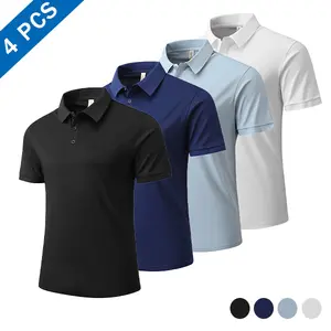 Men's Summer Four-Piece Set Polo Shirt - Skin-friendly Comfort, Simple Solid Color, Suitable for Daily Casual and Work Commuting