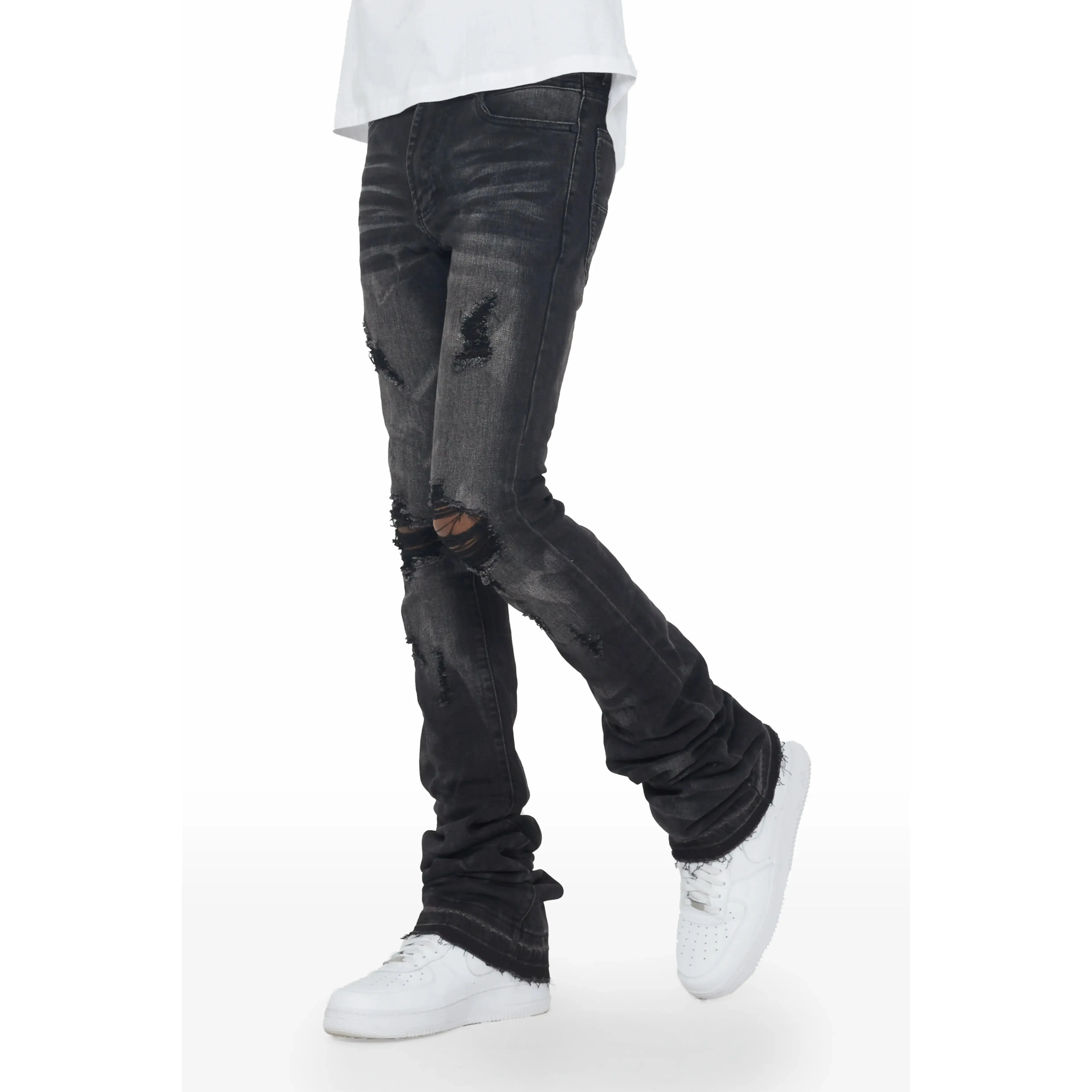 Huxley Dark Grey Super Stacked Flare Jean