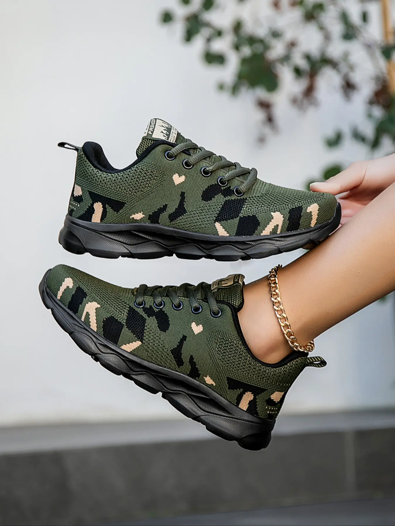 Women's Camouflage Sporty Casual Shoes, Breathable Mesh Versatile Running Sneakers, Workout Sneakers, Trainer Runner Shoe, Comfortable Athletic Footwear for Daily Wear, Running Walking Shoe