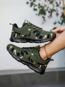 Women's Camouflage Sporty Casual Shoes, Breathable Mesh Versatile Running Sneakers, Workout Sneakers, Comfortable Athletic Footwear for Daily Wear