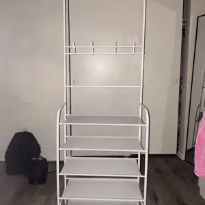 UDEAR Entryway Coat Rack with 5-Tier Organiser Shelf for Shoes, Multifunctional Storage Hanger Home Furniture