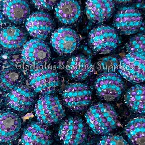 20mm Blue/Purple Acrylic Rhinestone Beads