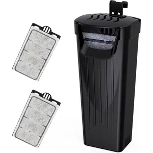 3.5W Aquarium Filter Low-Water Filter for Small Fish Tank Turtle Tank Reptile Tank Up to 15Gallon with 2 Black Cartridges