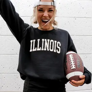 Illinois, Football, Sports, Game Day, Big Game, Touchdown, Tailgate Party, University, College, State Sweatshirt, Women's Crew Neck, Crewneck
