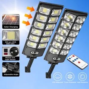450000 Lumens Solar Street Light Outdoor 3 Modes LED 360 LEDs Wide Angle Lamp with Motion Sensor Security Wall Lamp for Garden Yard Porch Decor IP67 Waterproof Remote Control Solar Lights Outdoor Mounted Light Commercial Lighting