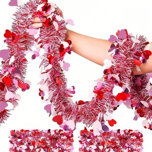 1pc Valentine's Day heart-shaped metal wire garland decoration, Valentine's Day bride shower wedding red, pink, white metal garlands, for indoor, outdoor and wall hanging decoration of the family