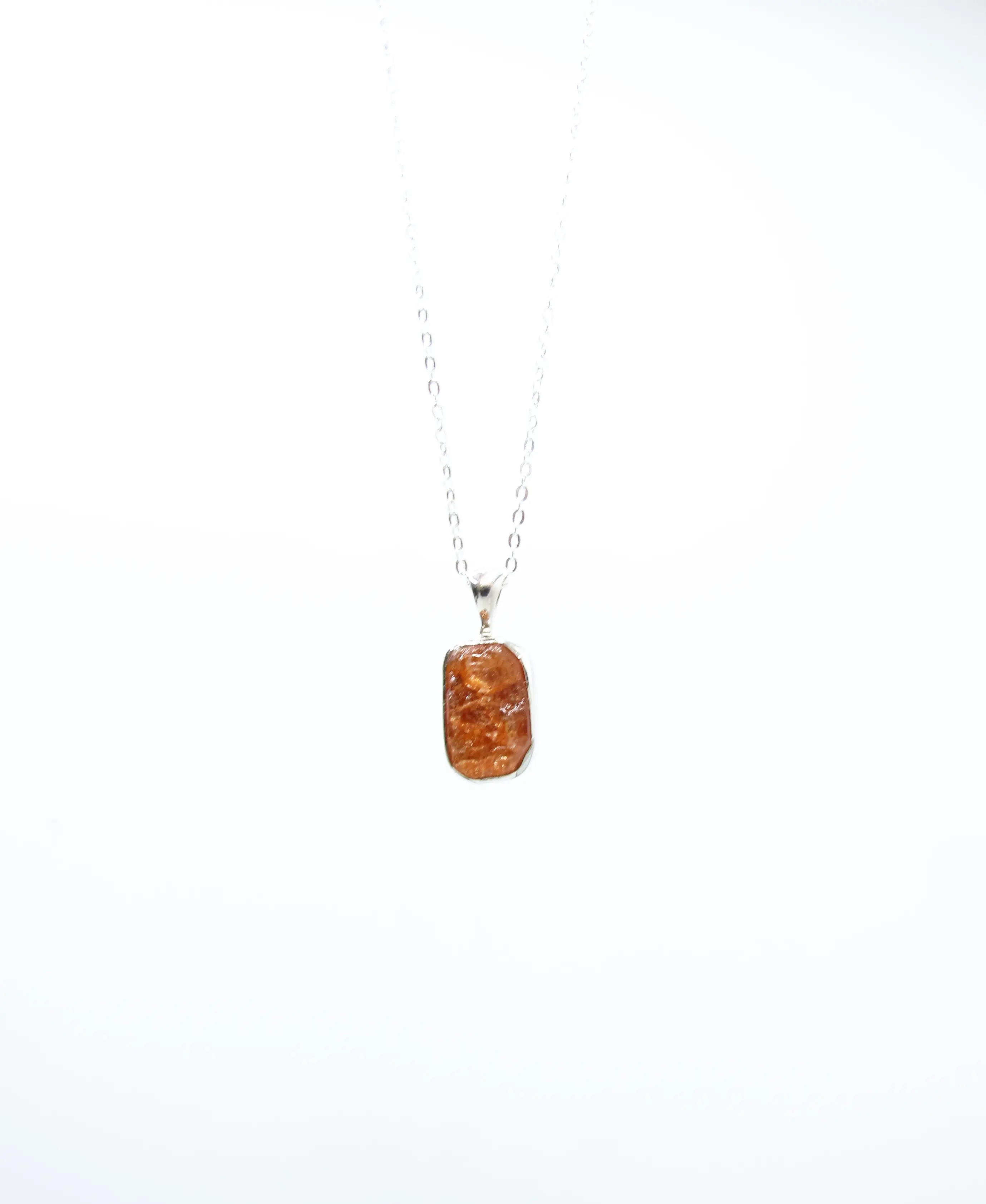 Grade A Natural Sunstone Freeform Pendant – Sterling Silver .925