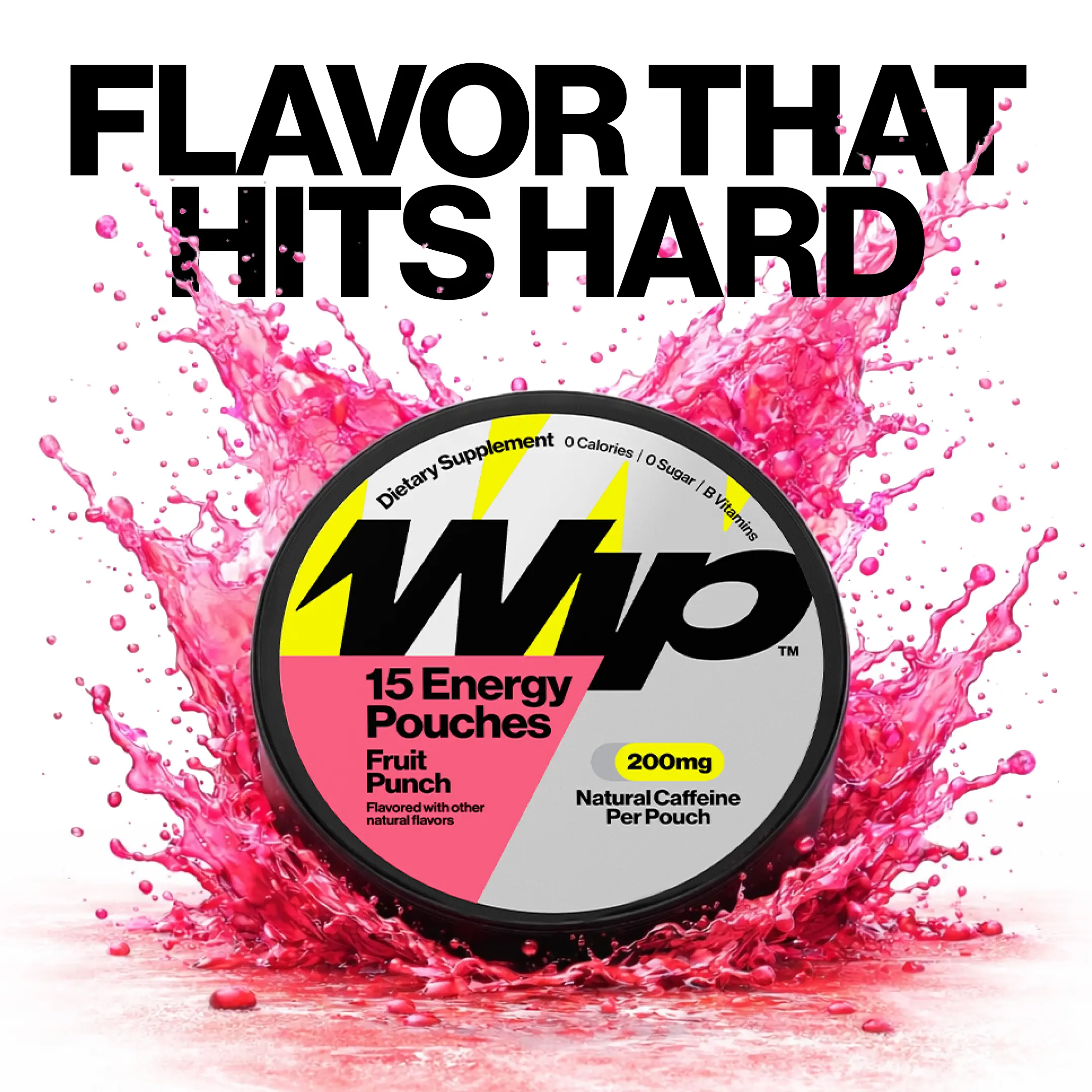 Wip Energy Pouches | 100mg & 200mg Natural Caffeine | Vitamins and