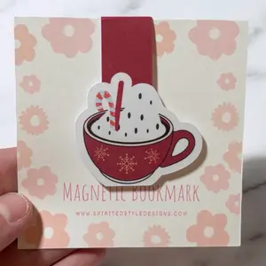 Hot Cocoa Mug Magnetic Bookmark | Christmas Bookmarks | Christmas Stationery | Winter Bookmarks