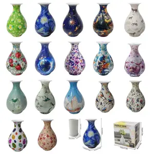 3D Puzzle Vase for Adults, Unique Patterned Flower Pot, 164 Arc Plastic Pieces, Home Office Decor, DIY Art Gift, High-Quality Assembling Art
