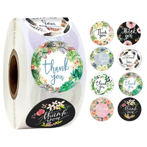 500PCS Gift Decorative Flower Sticker Roll Pack Thanks Sealing Sticker Envelope Decorative Sticker Label Envelope Stickers
