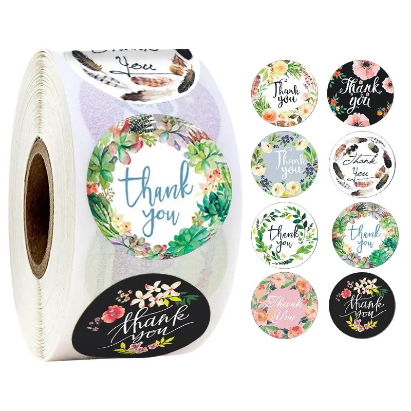 500PCS Gift Decorative Flower Sticker Roll Pack Thanks Sealing Sticker Envelope Decorative Sticker Label Envelope Stickers Floral Stickers Decorative Labels Sticker Packs