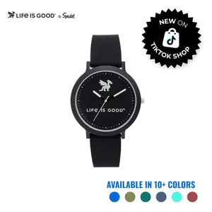 Speidel Life Is Good Watch | 40mm Matte Case with Soft-Touch Silicone Strap | Positive & Playful Artwork | Comfortable Everyday Timepiece