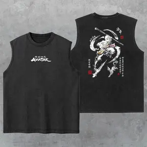 Avatar the Last Airbender Washed Tank Top, Gym Essential, Vintage Casual Crewneck Short Sleeves Menswear T-shirts Classic Cotton Fabric Streetwear