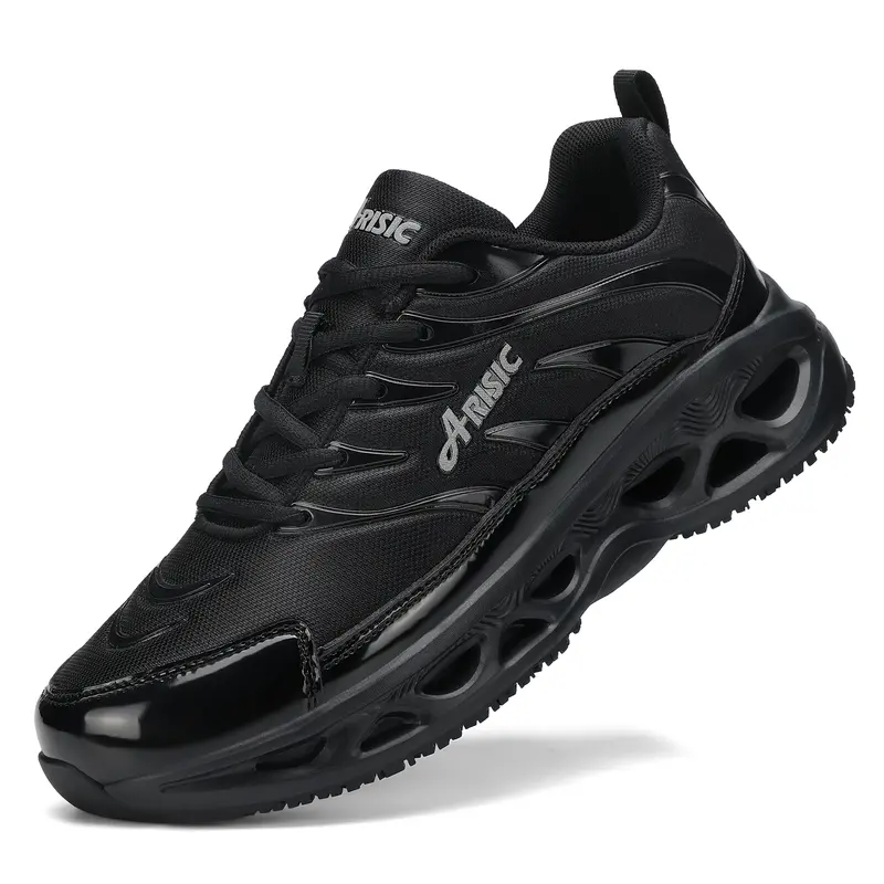 Men's Safety Work Shoes - Slip-Proof, Waterproof, Lightweight Lace-Up Round Toe, Unisex Fit All-Season Casual Business Nursing Footwear for Kitchen & Wedding Venue Staff